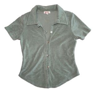 WAYF 98 SAGE GREEN TERRY CLOTH TOP
